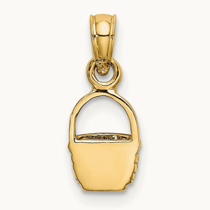 2-D Flat Back Mini Basket Charm, 14K