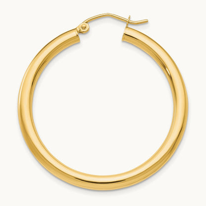 Single 14K Polished Lightweight Tube Hoop Earring, 3mm