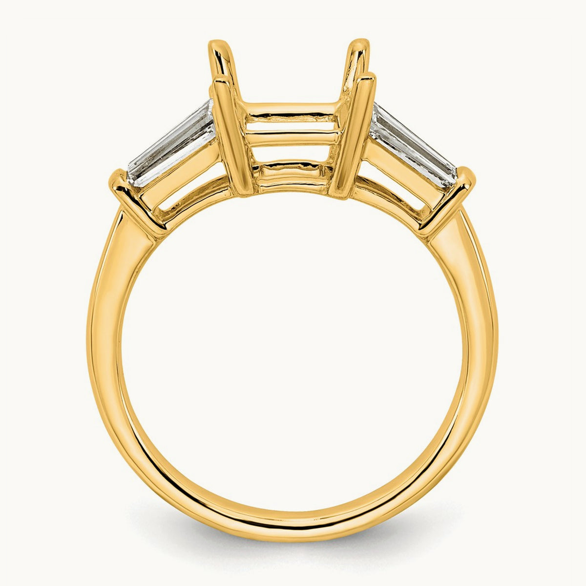 Baguette Princess Semi-Mount Engagement Ring — 14K Yellow Gold, 3/4 ct, 7