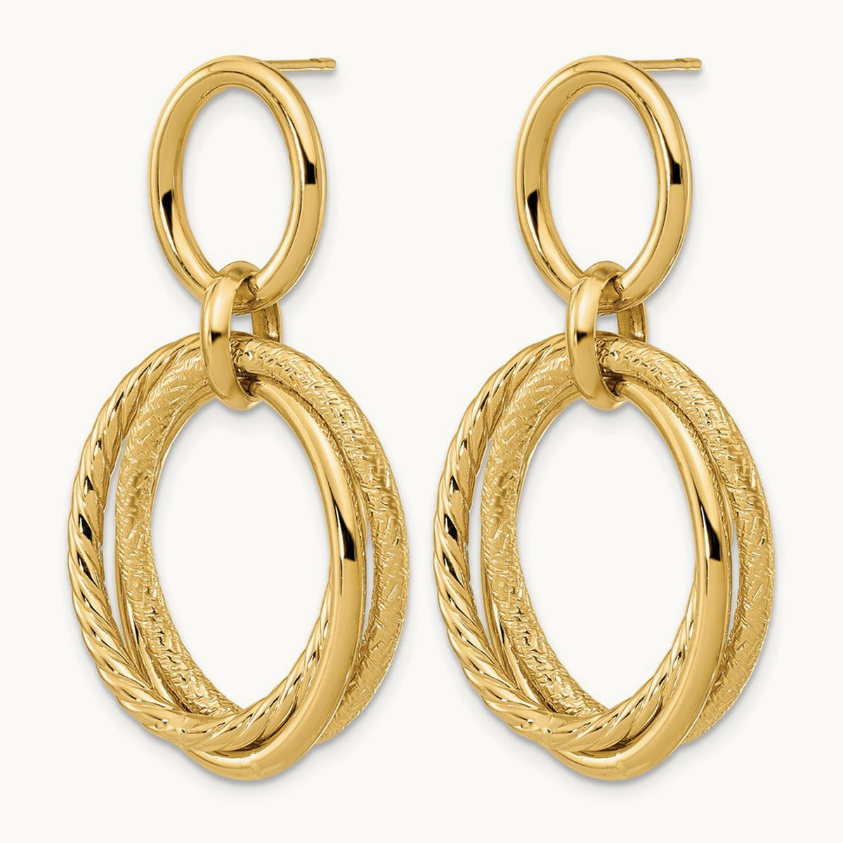 Polished and Textured Post Dangle Earrings — Leslie's — photo set