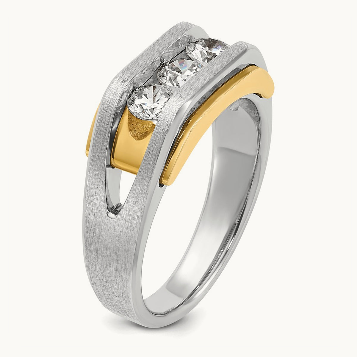 3 Stone Men's Ring, 1.00 ct tw Lab-Grown Diamond