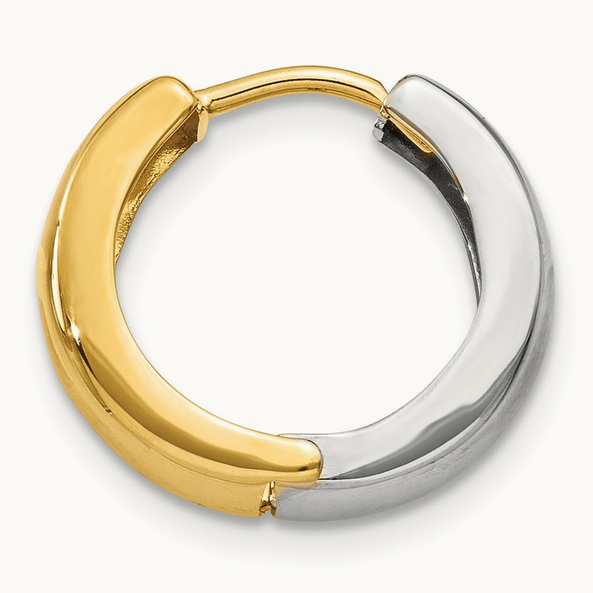 Single 14k Two-tone Hinged Hoop Earring