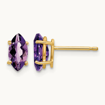 8x4mm Marquise Amethyst earring, 14K