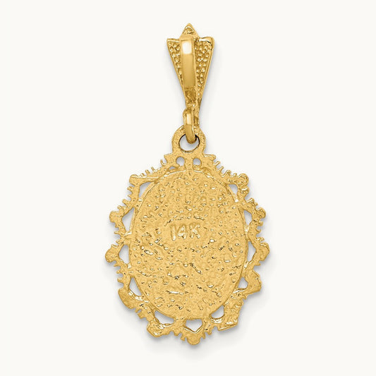 Polished St. Mary Medal Pendant, 14K Two-tone