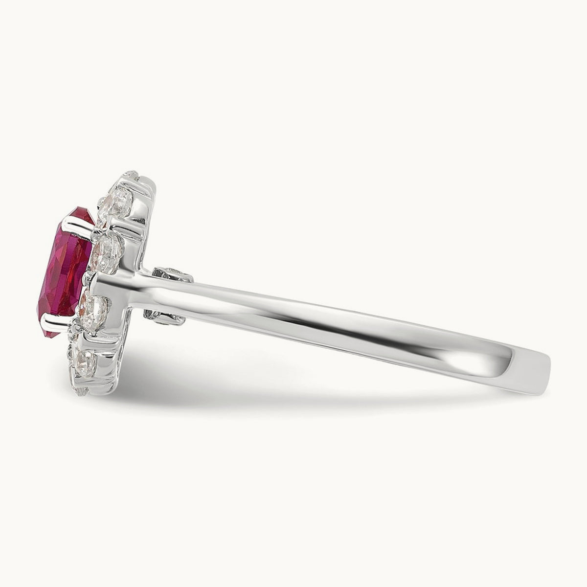 Created Ruby Halo Ring, 0.50 ct tw Lab-Grown Diamond — photo set