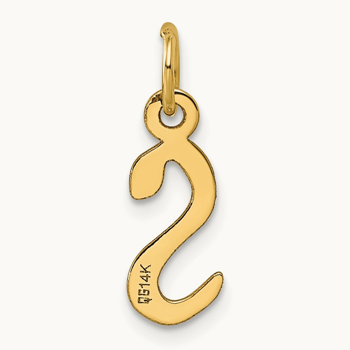Slanted Block Initial Charm — 14K Yellow Gold, S