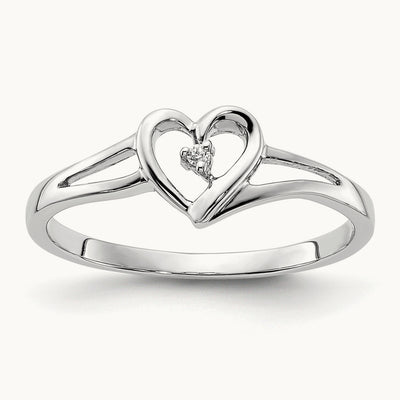 First Promise Heart Complete Diamond Promise/Engagement Ring, 14K White
