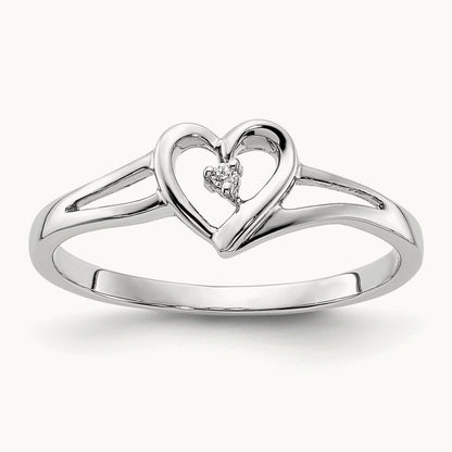 First Promise Heart Complete Diamond Promise/Engagement Ring, 14K White