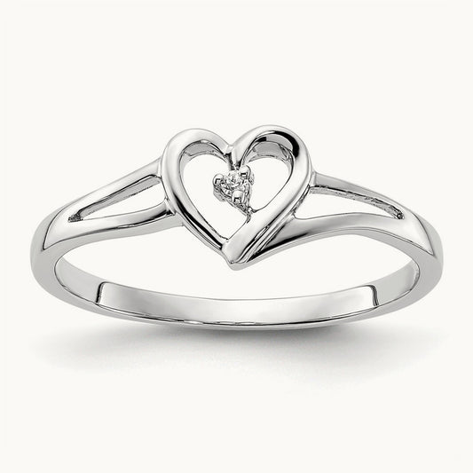 First Promise Heart Complete Diamond Promise/Engagement Ring, 14K White