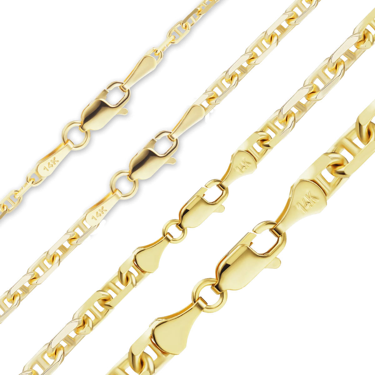 Anchor Mariner Cable Bracelet in 14K yellow gold