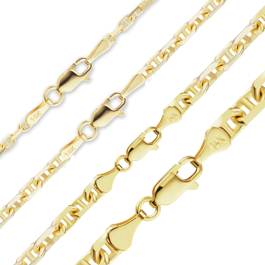 Anchor Mariner Cable Bracelet in 14K yellow gold