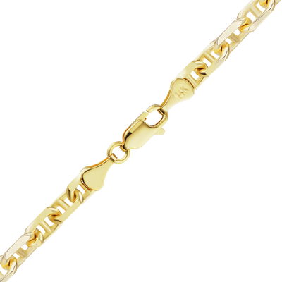 Anchor Mariner Cable Anklet in 14K yellow gold