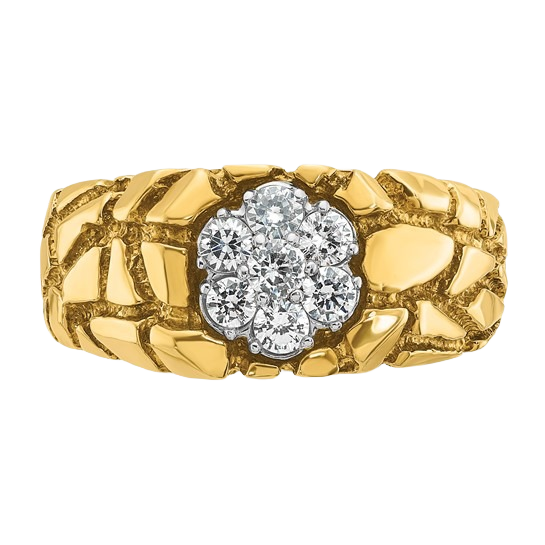 Two-Tone Natural Diamond Cluster Nugget Ring - 1/2 CTW