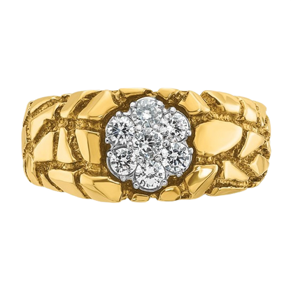 Two-Tone Natural Diamond Cluster Nugget Ring - 1/2 CTW