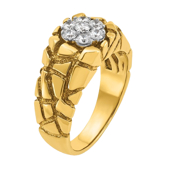 Two-Tone Natural Diamond Cluster Nugget Ring - 1/2 CTW