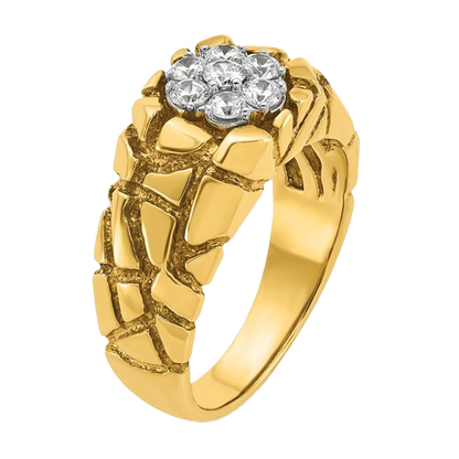 Two-Tone Natural Diamond Cluster Nugget Ring - 1/2 CTW