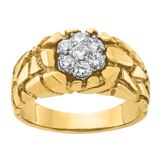 Two-Tone Natural Diamond Cluster Nugget Ring - 1/2 CTW