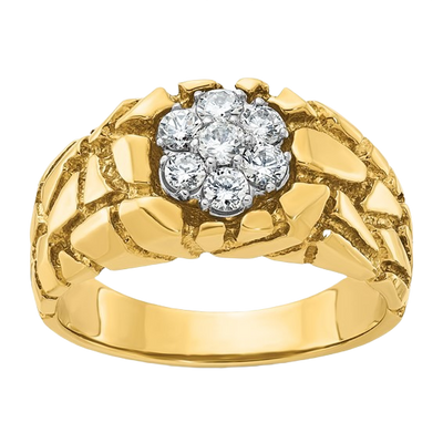 Two-Tone Natural Diamond Cluster Nugget Ring - 1/2 CTW