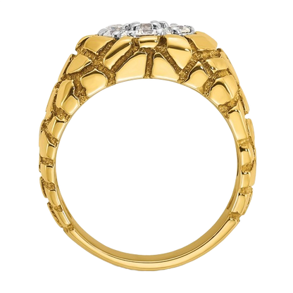 Natural Diamond Cluster Gold Nugget Ring, 1.00 ct tw