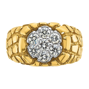 Natural Diamond Cluster Gold Nugget Ring, 1.00 ct tw