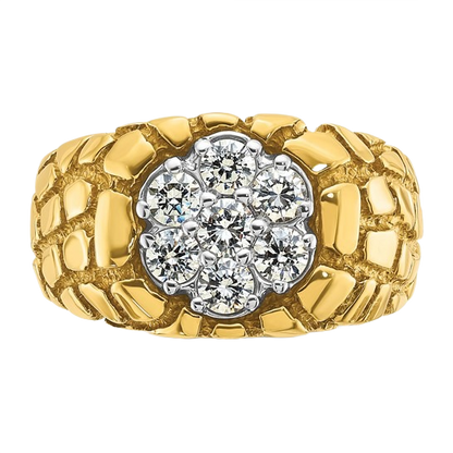 Natural Diamond Cluster Gold Nugget Ring, 1.00 ct tw