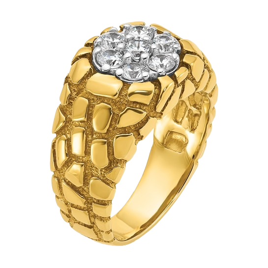 Natural Diamond Cluster Gold Nugget Ring, 1.00 ct tw