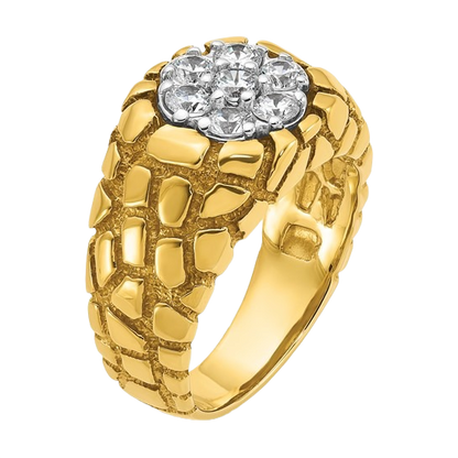 Natural Diamond Cluster Gold Nugget Ring, 1.00 ct tw