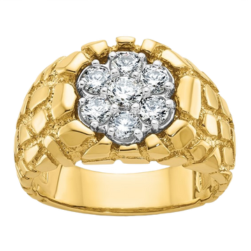 Natural Diamond Cluster Gold Nugget Ring, 1.00 ct tw