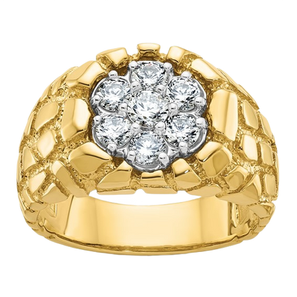 Natural Diamond Cluster Gold Nugget Ring, 1.00 ct tw