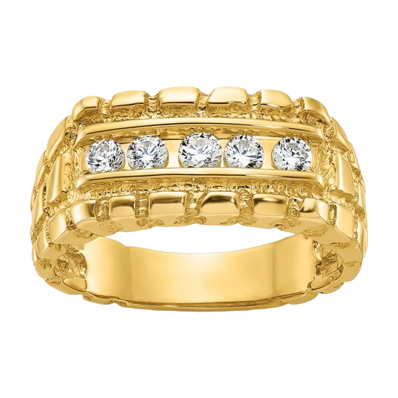 14K Gold Natural Diamond Nugget Ring - 1/3 CTW