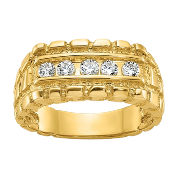 14K Gold Natural Diamond Nugget Ring - 1/3 CTW