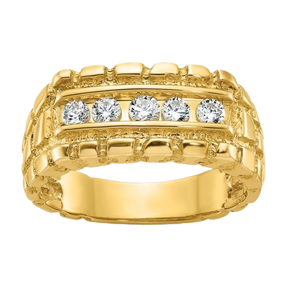 14K Gold Natural Diamond Nugget Ring - 1/3 CTW