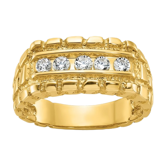 14K Gold Natural Diamond Nugget Ring - 1/3 CTW