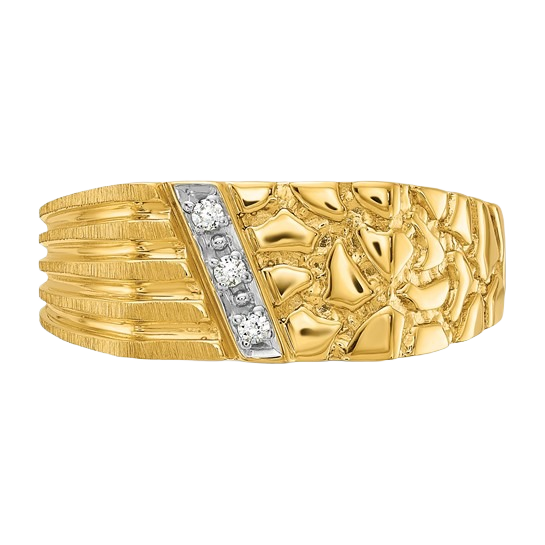 Nugget Ring with Lab-Grown Diamonds in 14K yellow gold