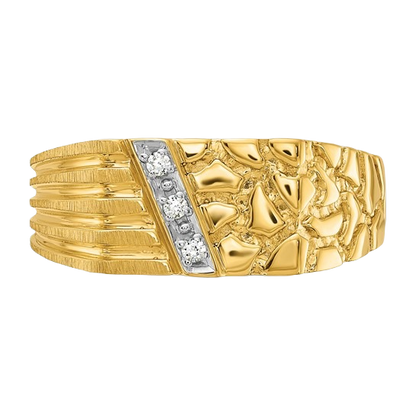Nugget Ring with Lab-Grown Diamonds in 14K yellow gold