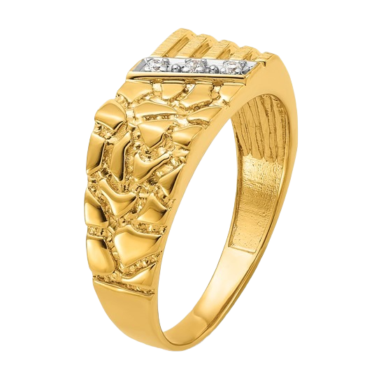 Nugget Ring with Lab-Grown Diamonds in 14K yellow gold