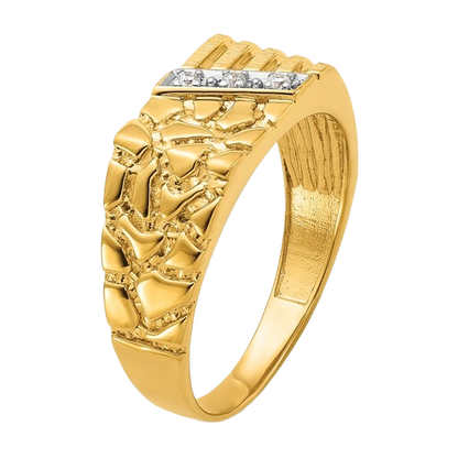 Nugget Ring with Lab-Grown Diamonds in 14K yellow gold