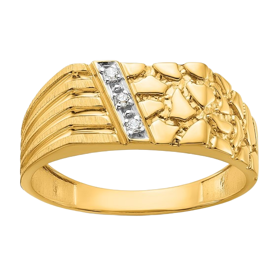 Nugget Ring with Lab-Grown Diamonds in 14K yellow gold