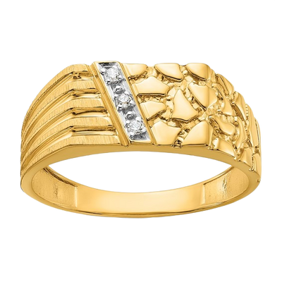 Nugget Ring with Lab-Grown Diamonds in 14K yellow gold