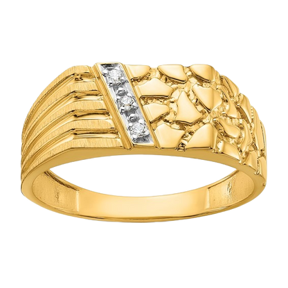 Nugget Ring with Lab-Grown Diamonds in 14K yellow gold