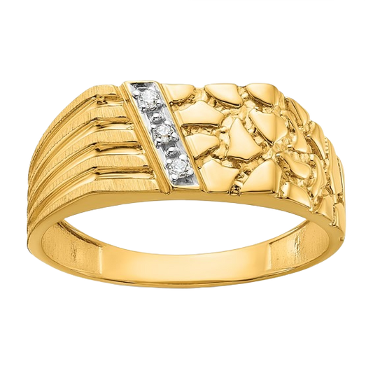 Nugget Ring with Lab-Grown Diamonds in 14K yellow gold