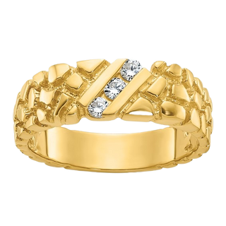Nugget Ring with Natural Diamond Row