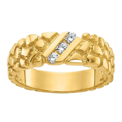 Nugget Ring with Natural Diamond Row