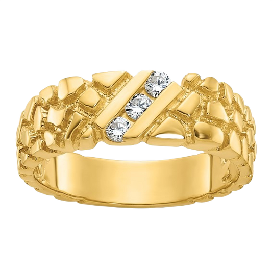 Nugget Ring with Natural Diamond Row