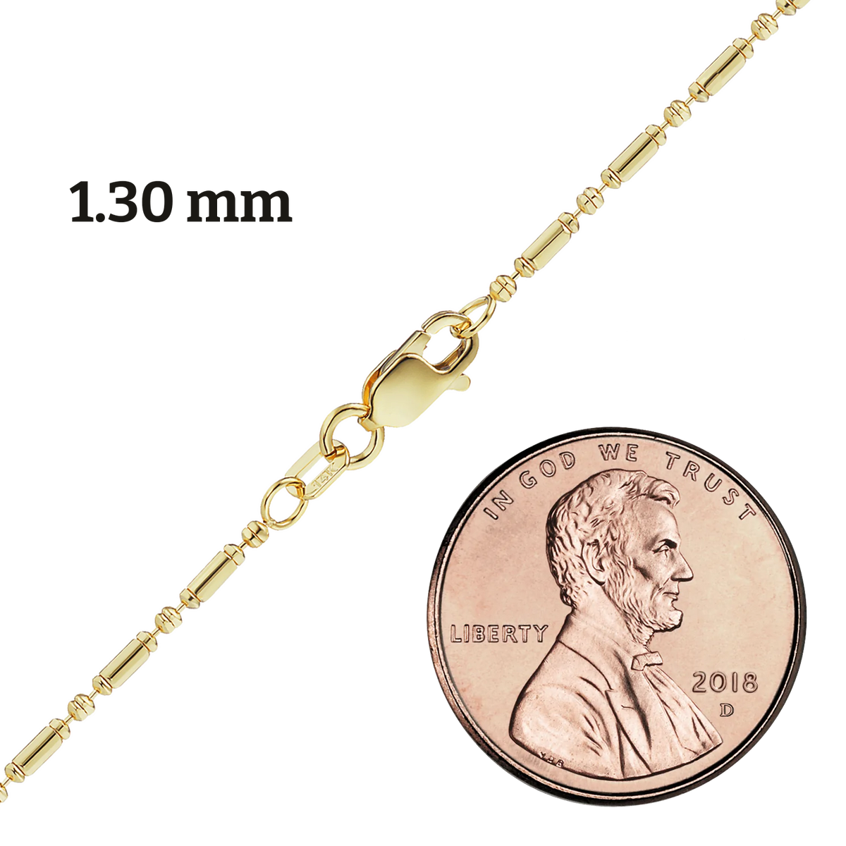Alternating Bead Necklace in 14K yellow gold