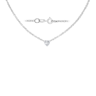 Gemstone Heart Bezel in White Necklace