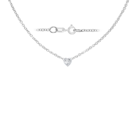 Gemstone Heart Bezel in White Necklace