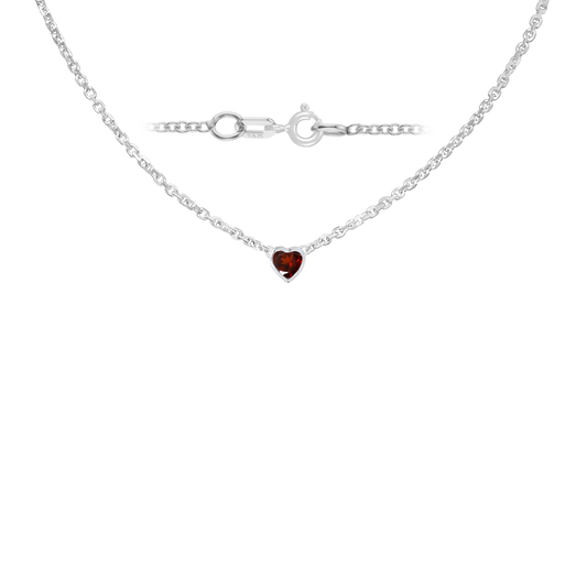 Gemstone Heart Bezel in White Necklace