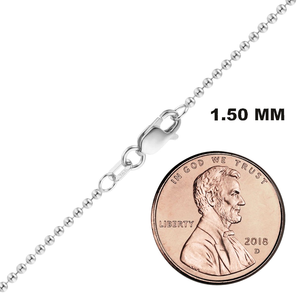 Round Bead Bracelet in 14K White Gold