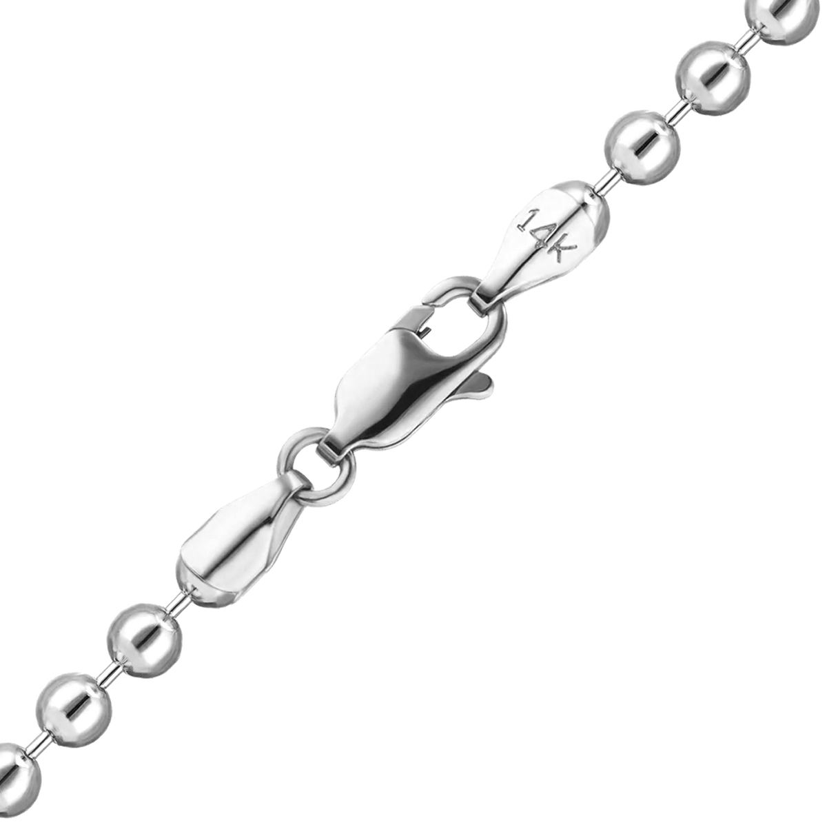 Round Bead Bracelet in 14K White Gold